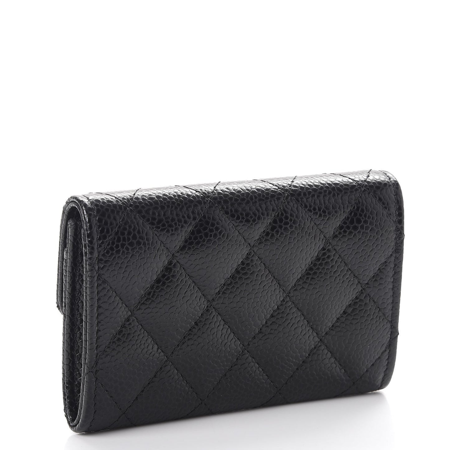 Caviar Quilted Flap Card Holder Black