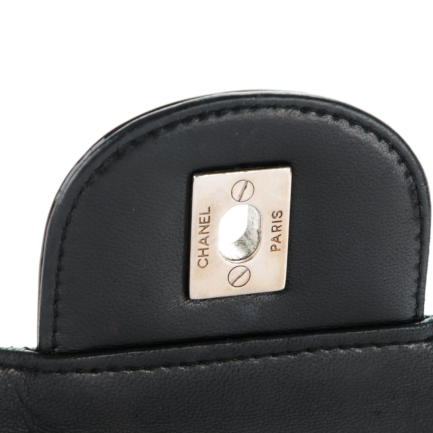 Distressed Patent Quilted Jumbo Single Flap Black