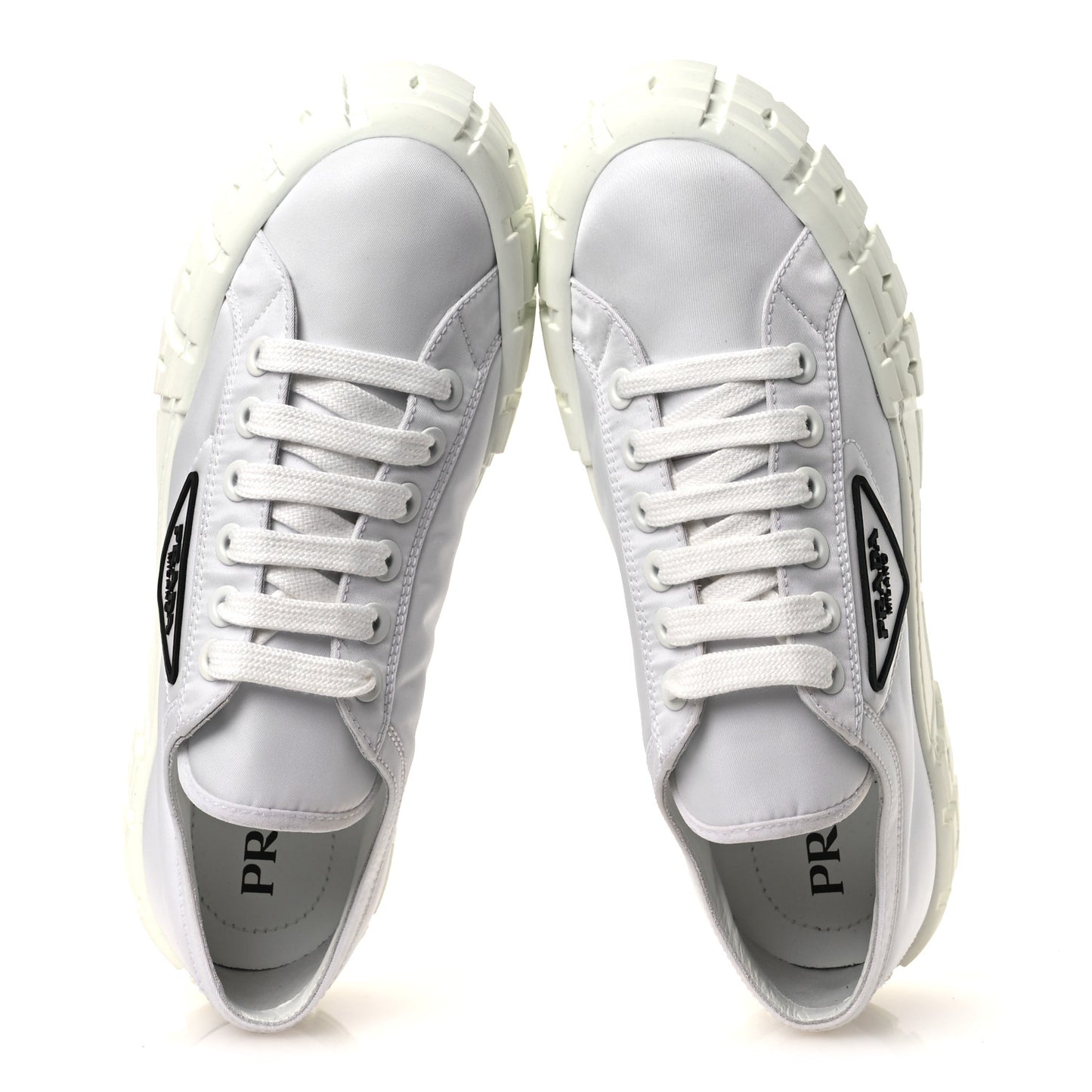 Re-Nylon Gabardine Triangle Logo Double Wheel 50mm Sneakers 40 White