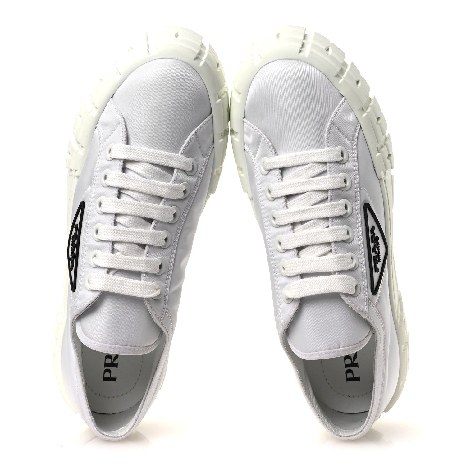Prada Re-Nylon Gabardine Triangle Logo Double Wheel 50mm Sneakers 40 White 2 of 10