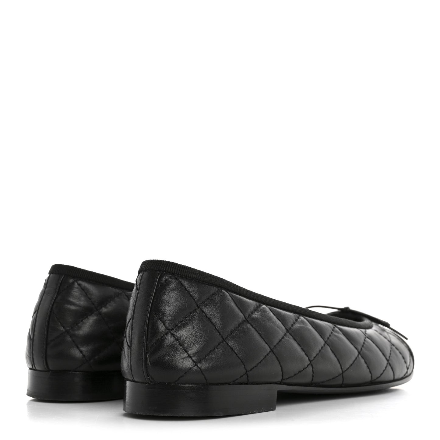 Aged Calfskin Quilted CC Cap Toe Ballerina Flats 37 Black