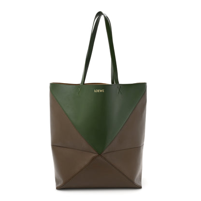 Loewe Shiny Calfskin Large Puzzle Fold Tote Umber Hunter Green 1 of 19