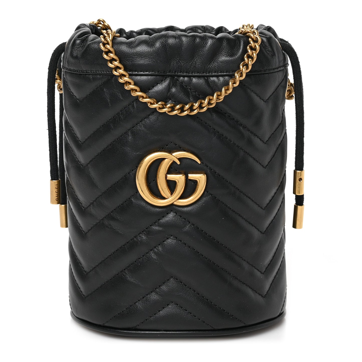 Calfskin Matelasse Mini GG Marmont 2.0 Bucket Bag Black