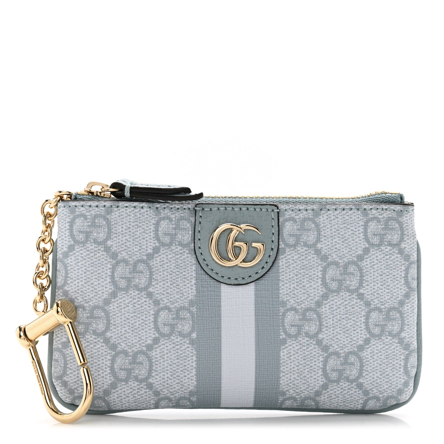 GG Supreme Monogram Web Ophidia Key Case Dusty Blue