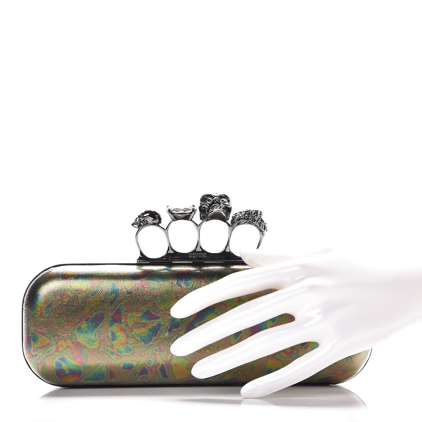 Lambskin Oil Slick Knucklebox Clutch