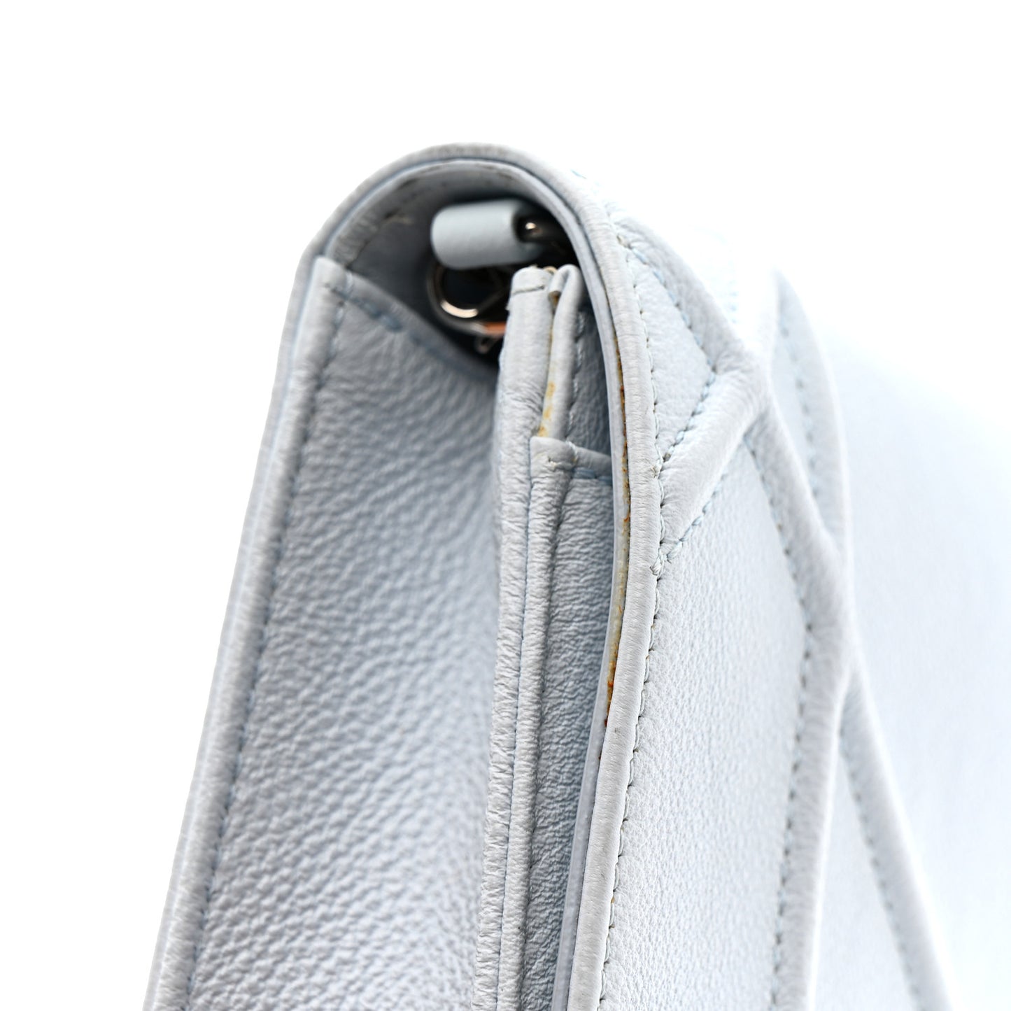 Grained Calfskin Diorama Wallet on Chain Pouch Light Blue