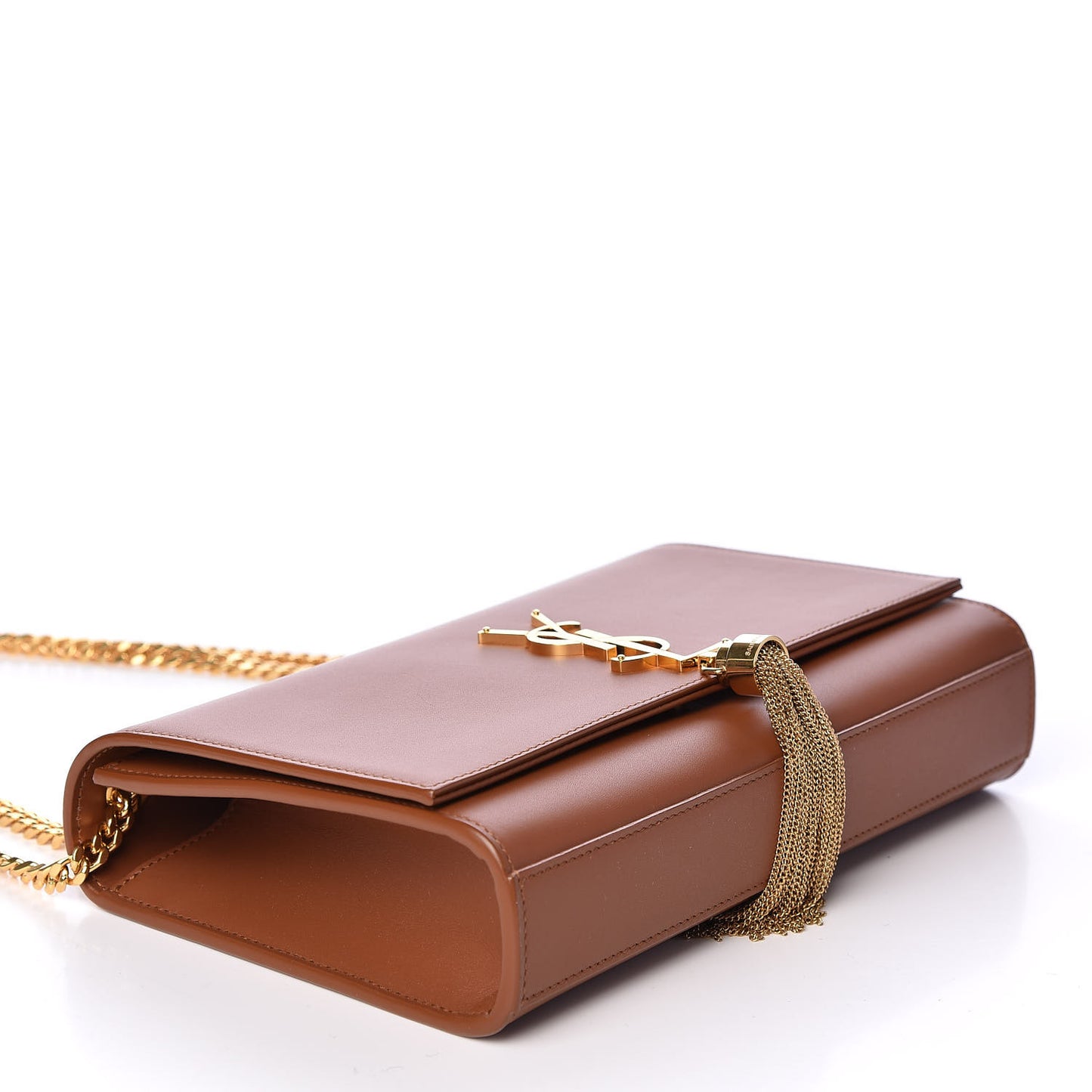 Smooth Calfskin Medium Classic Monogram Kate Tassel Satchel Fauve