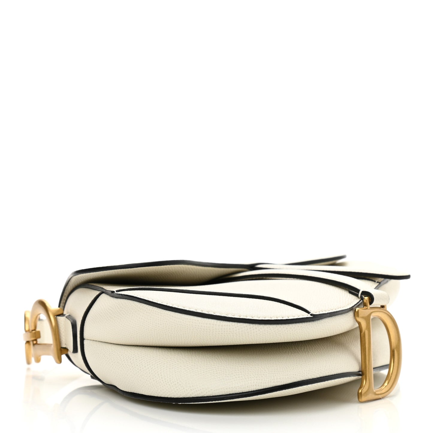 Grained Calfskin Saddle Bag White