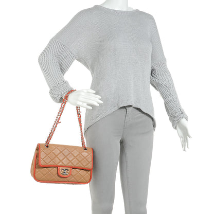 Chanel Lambskin Quilted Medium Double Flap Light Brown Coral 2 of 10