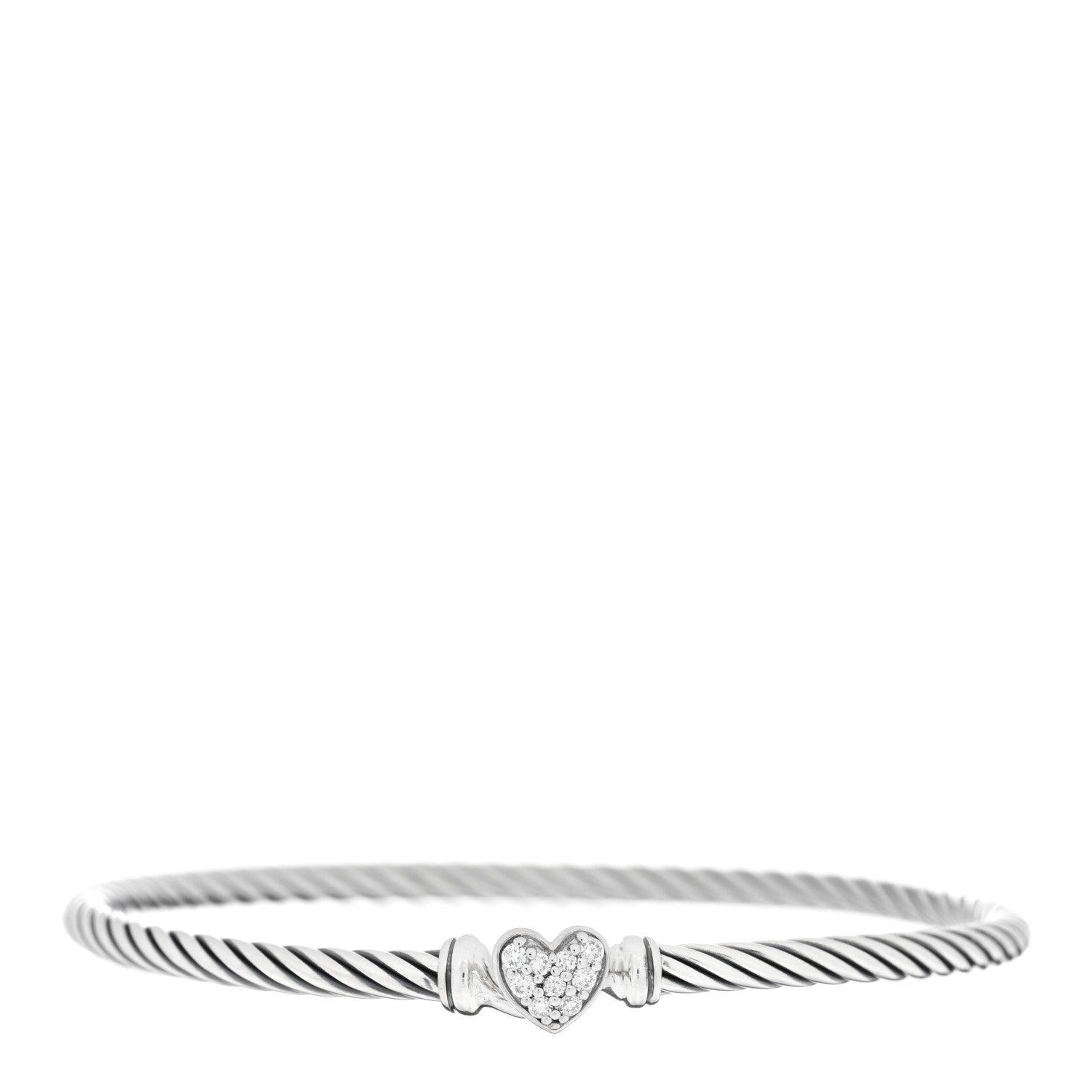 David Yurman Sterling Silver Diamond Cable Collectibles Heart Bracelet 1 of 3