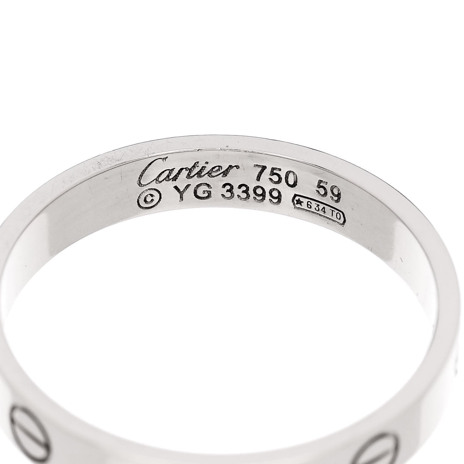 Cartier 18K White Gold 3.5mm LOVE Wedding Band Ring 59 8.75 4 of 5