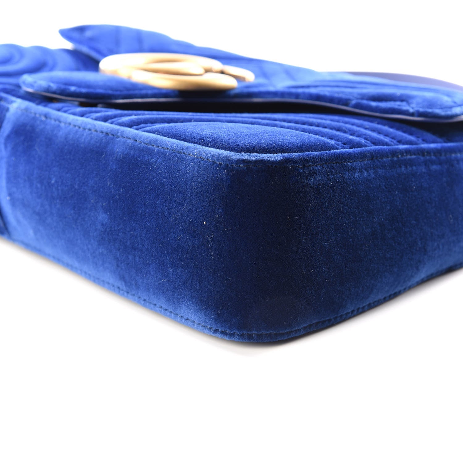 Gucci Velvet Matelasse Medium GG Marmont Shoulder Bag Cobalt Blue 6 of 8
