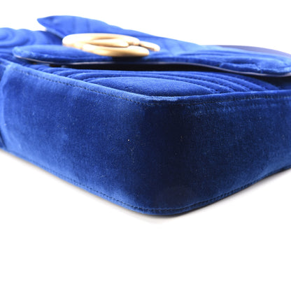 Gucci Velvet Matelasse Medium GG Marmont Shoulder Bag Cobalt Blue 6 of 8