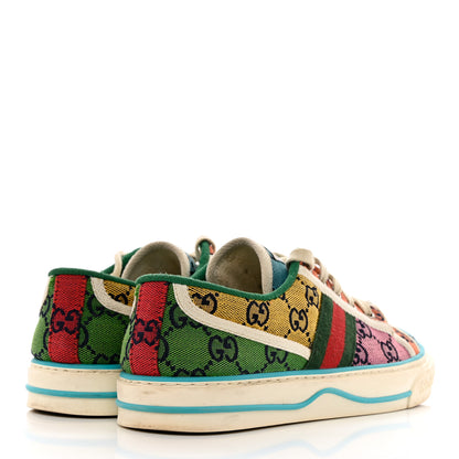 Gucci Monogram Multicolor Web Womens 1977 Tennis Sneakers 38 Light Blue Mystic White Tangerine 4 of 8