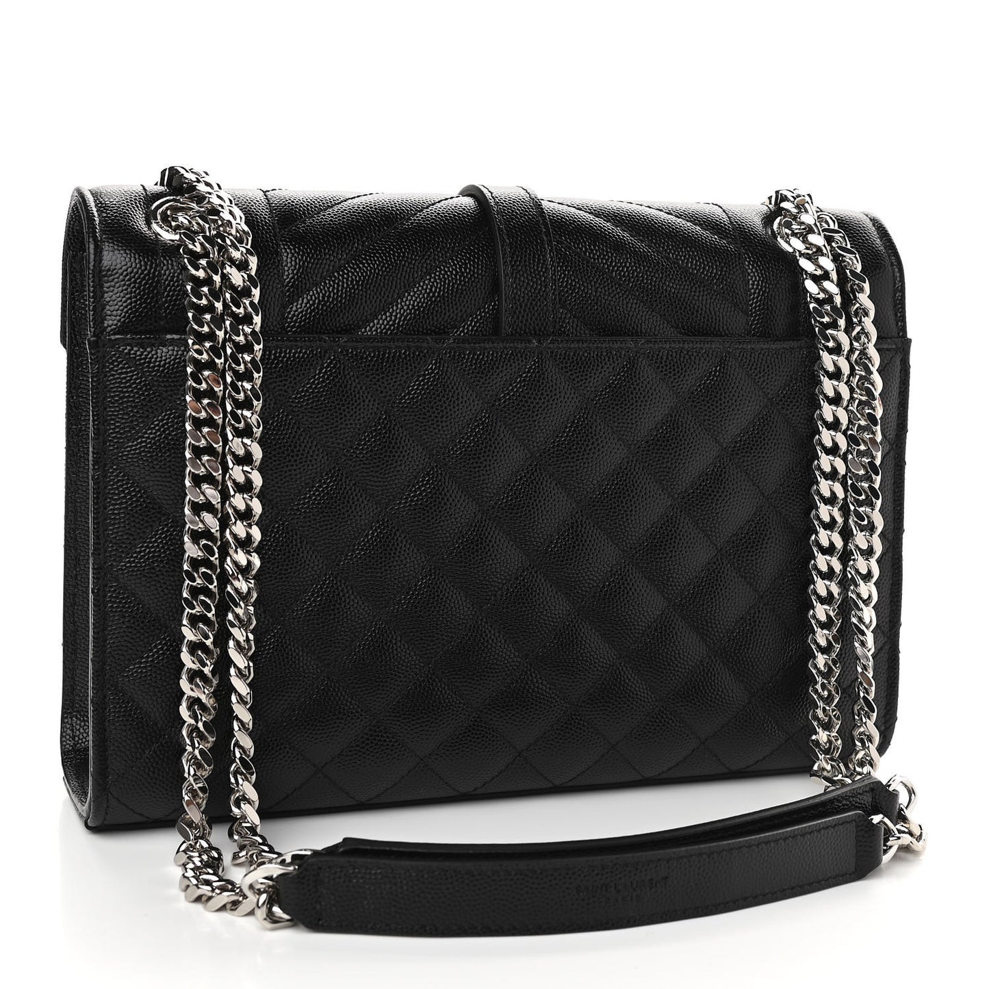 Grain De Poudre Textured Mixed Matelasse Triquilt Medium Monogram Satchel Black