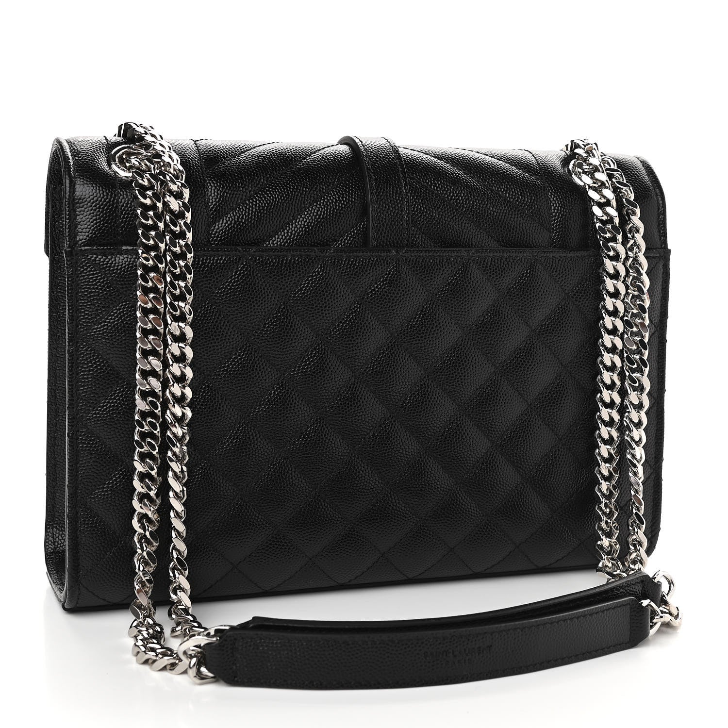 Saint Laurent Grain De Poudre Textured Mixed Matelasse Triquilt Medium Monogram Satchel Black 3 of 11