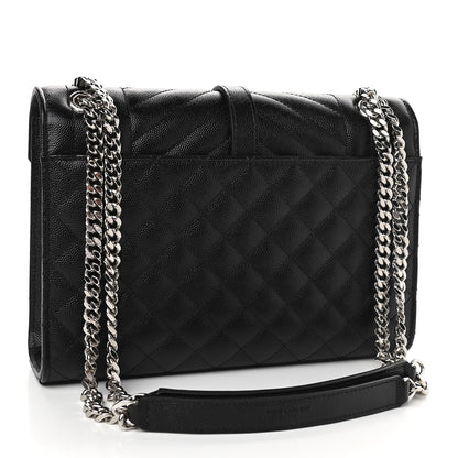 Saint Laurent Grain De Poudre Textured Mixed Matelasse Triquilt Medium Monogram Satchel Black 3 of 11