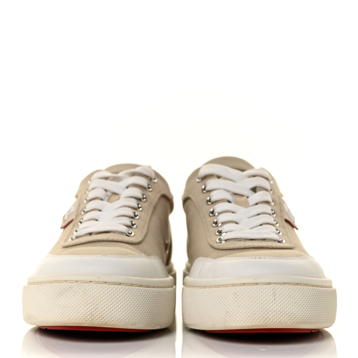 Christian Louboutin Canvas Simplerui Flat Sneakers 38.5 Beige White 2 of 8