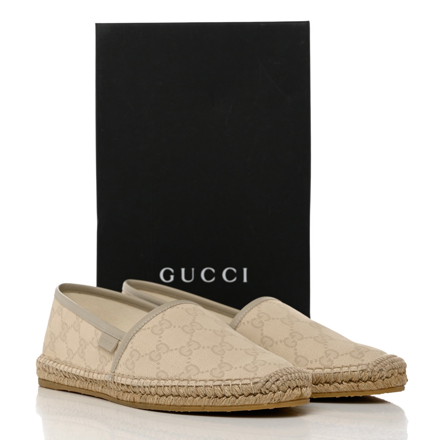 Gucci Washed Cotton Miro Soft Calfskin GG Monogram Espadrilles 39.5 White Mystic White 9 of 9