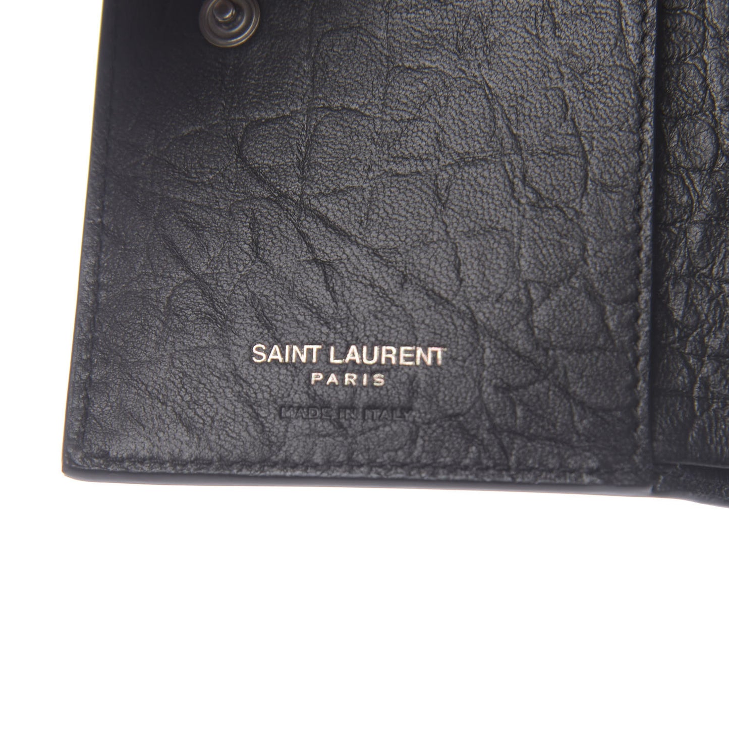 Calfskin Crocodile Embossed Monogram Bi-Fold Zipped Wallet Black