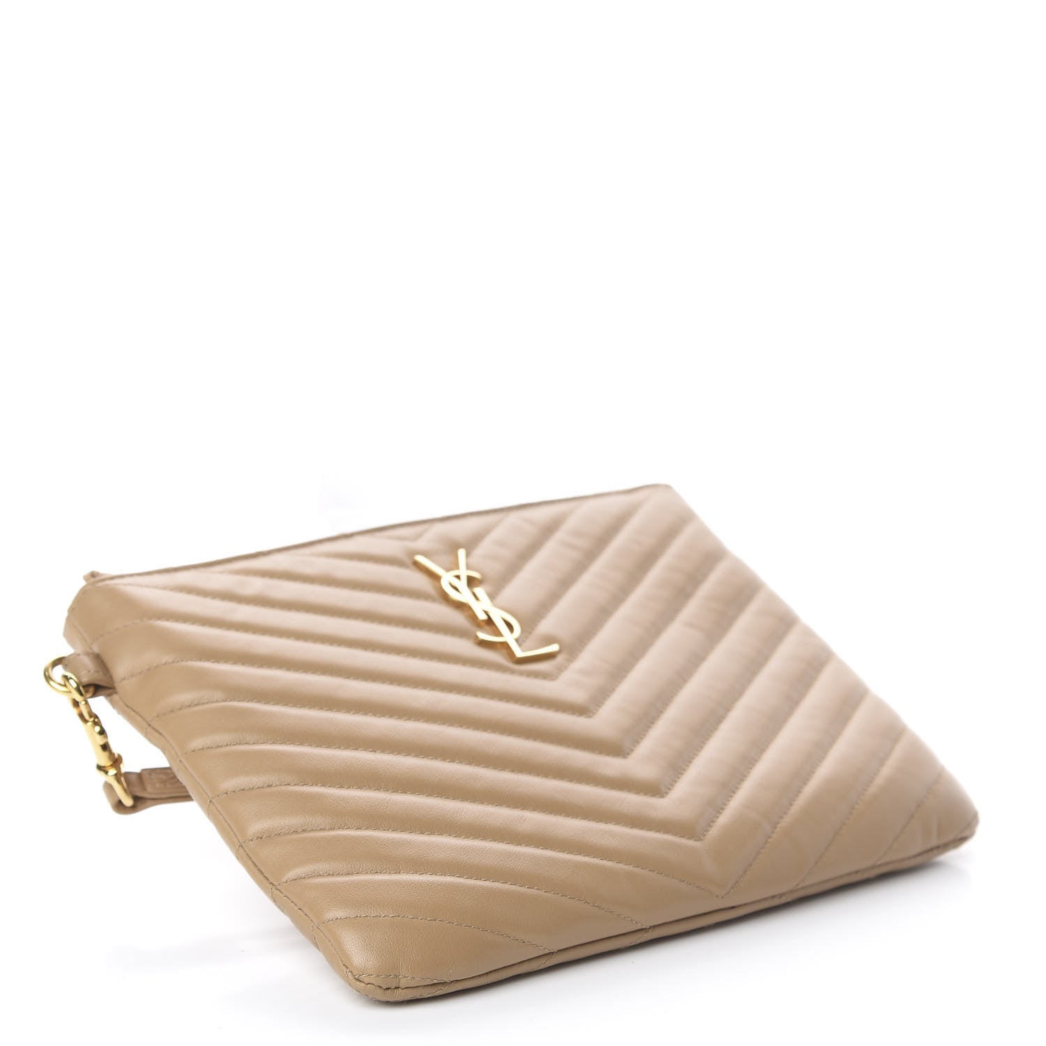 Saint Laurent Calfskin Matelasse Chevron Monogram A5 Wristlet Cork 3 of 5