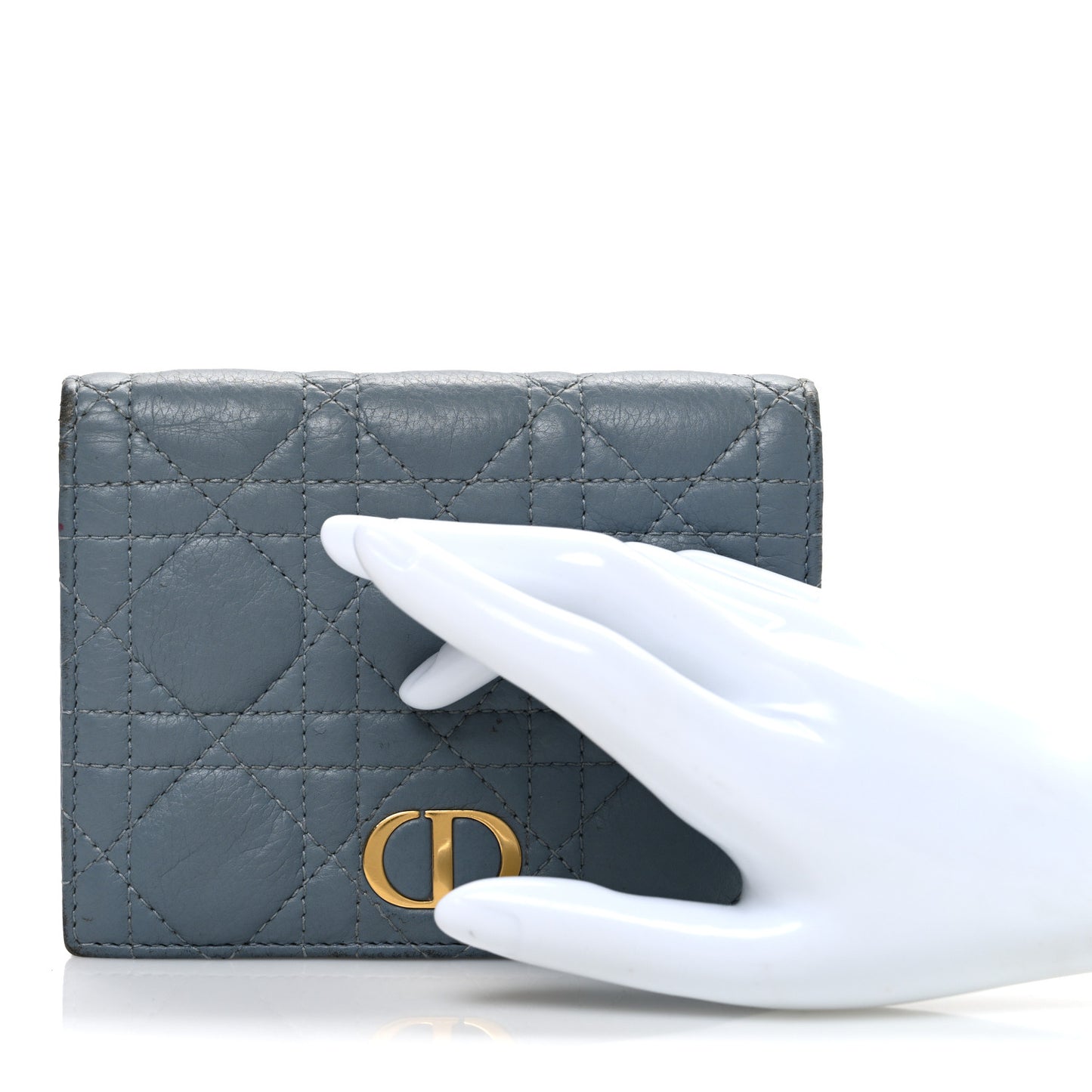 Supple Calfskin Cannage Caro Slim Wallet Cloud Blue