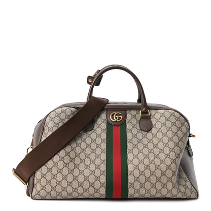 Gucci GG Supreme Monogram Textured Dollar Calfskin Web Large Savoy Bowling Bag Beige Ebony New Acero 1 of 9