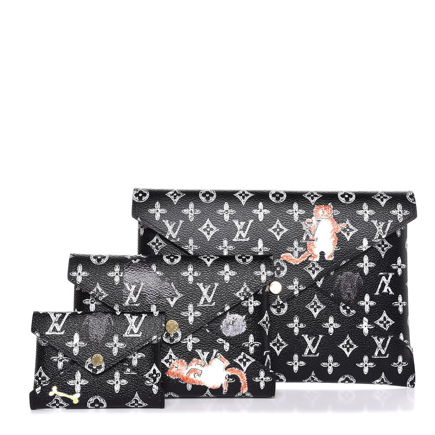 Louis Vuitton Catogram Kirigami Pochette Set Black 1 of 8