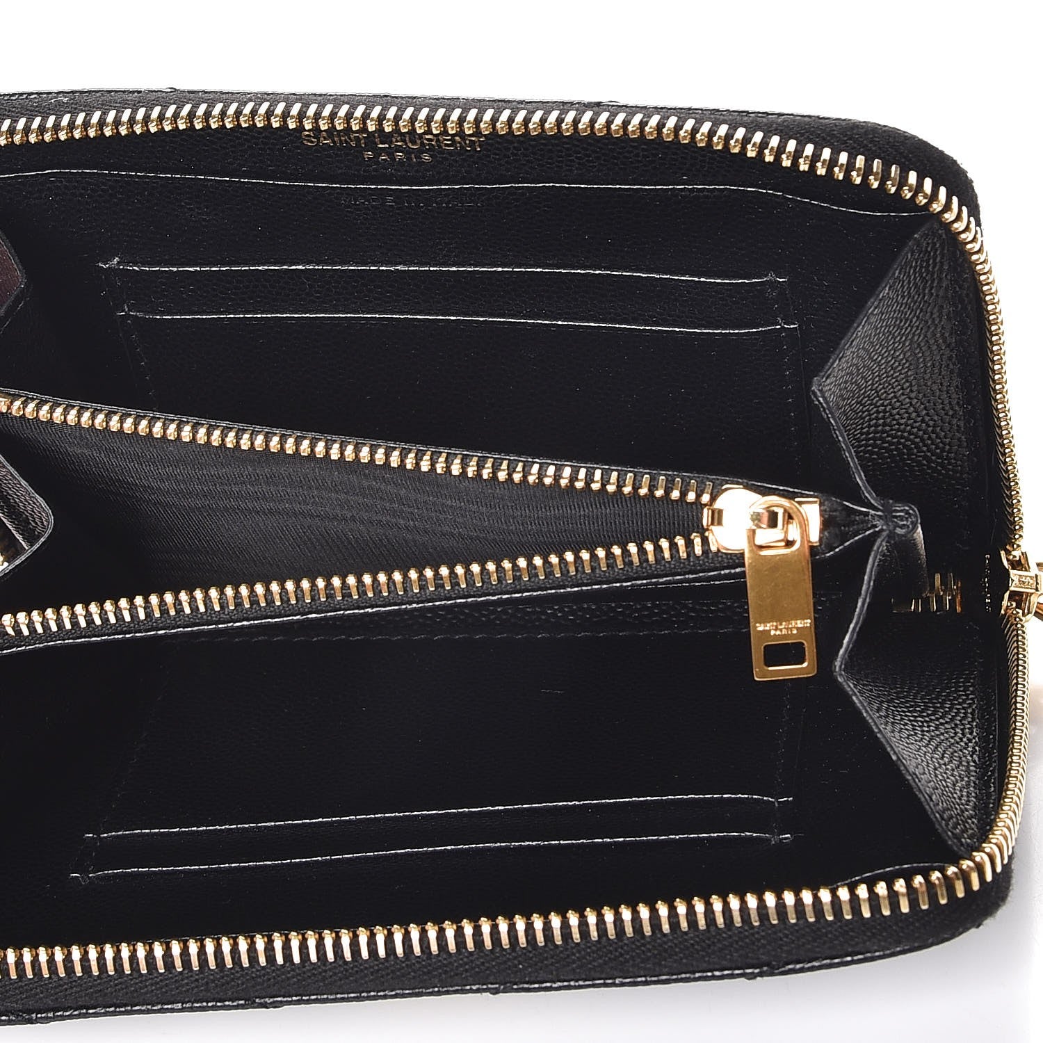 Saint Laurent Grain De Poudre Matelasse Chevron Monogram Zip Around Wallet Black 5 of 8