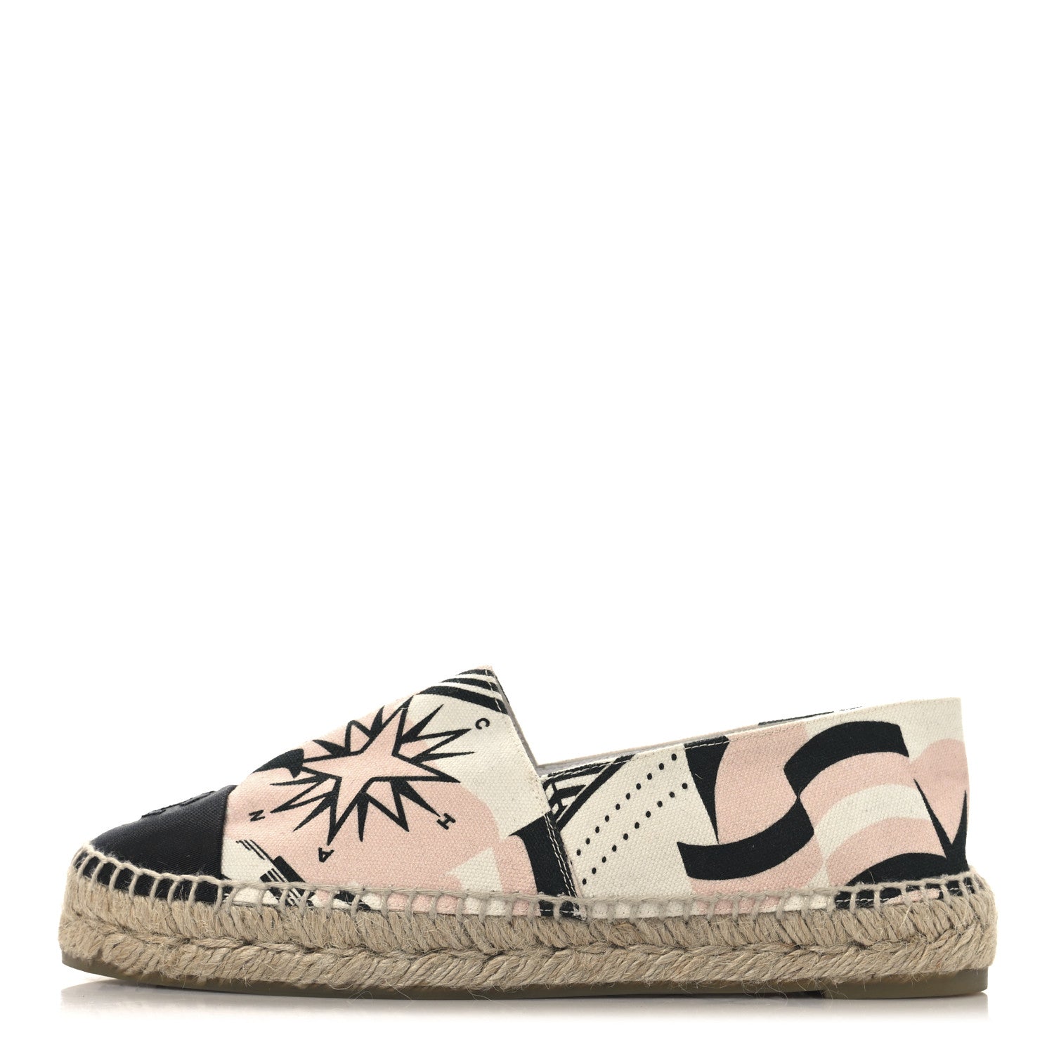 Chanel Fabric CC Espadrilles 38 Pink White Black 1 of 10