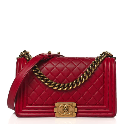 Chanel Lambskin Quilted Medium Boy Flap Dark Red 1 of 9