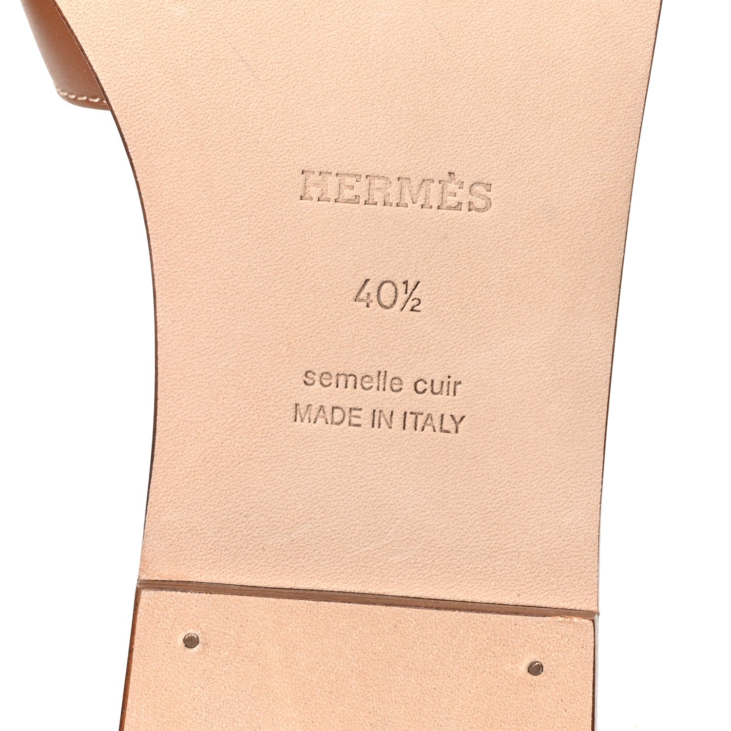 Hermes Box Calfskin Oran Sandals 40.5 Gold 7 of 9