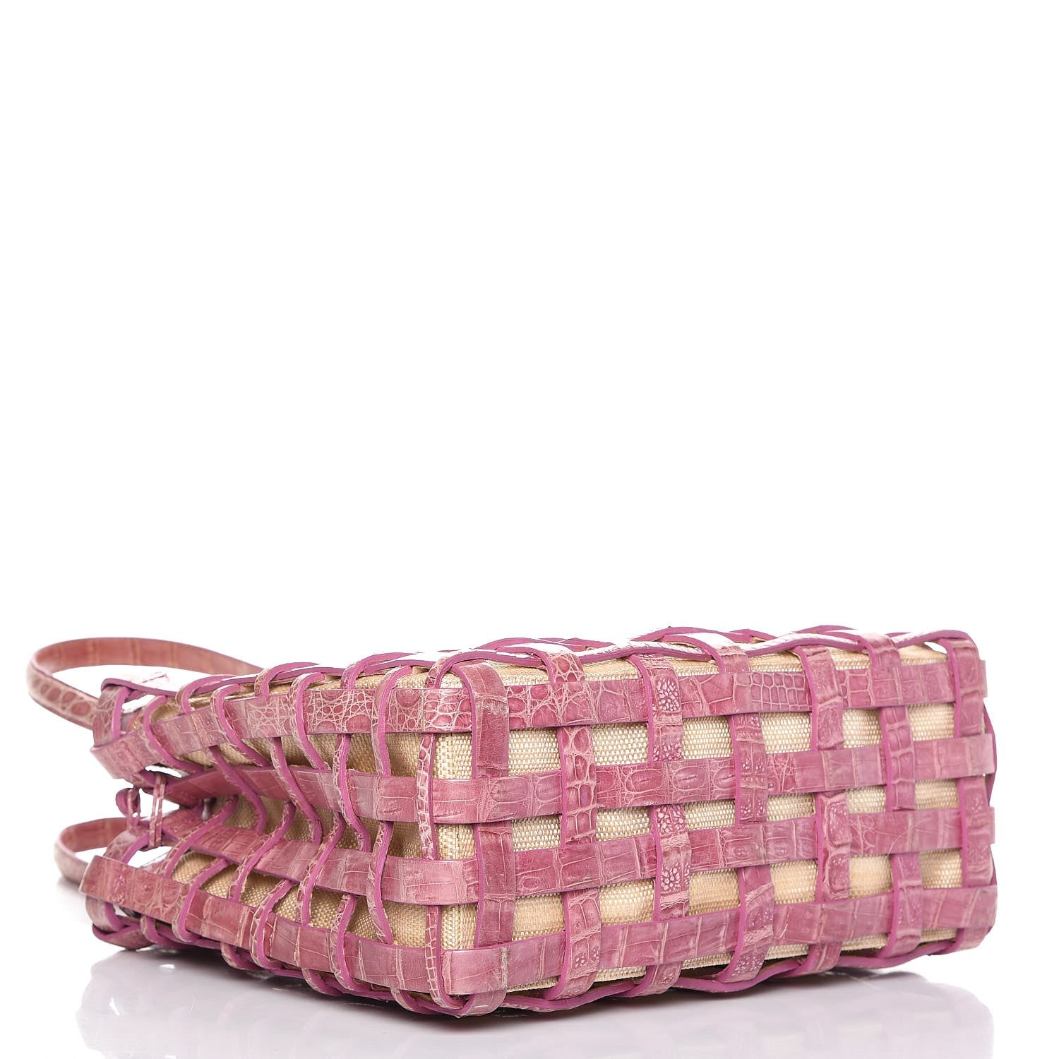 Nancy Gonzalez Crocodile Woven Tote Pink 4 of 9