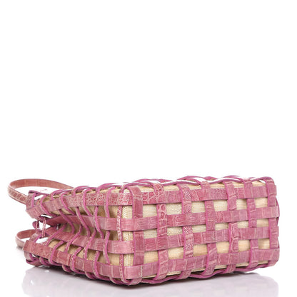 Nancy Gonzalez Crocodile Woven Tote Pink 4 of 9