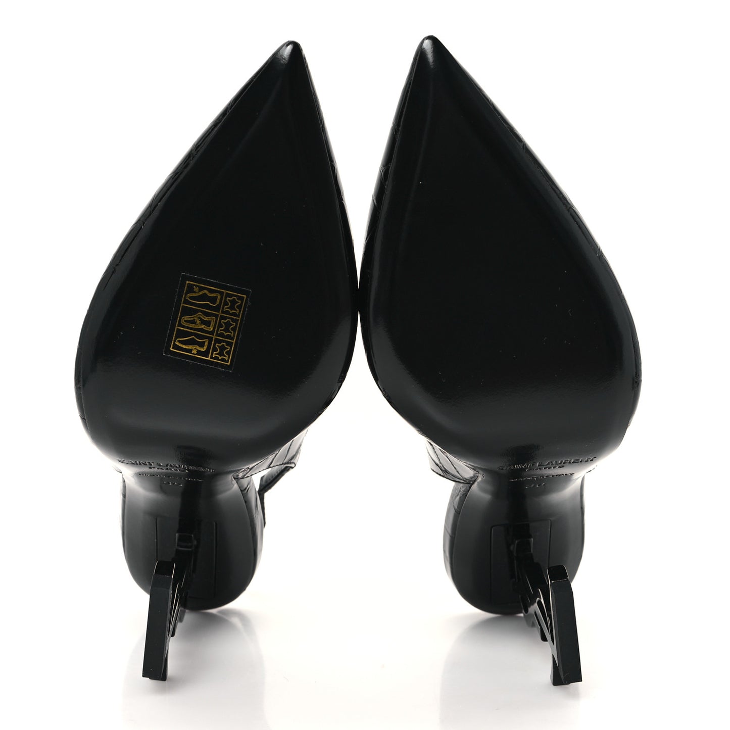 Patent Opyum Crocodile Embossed Slingback Pumps 36 Black