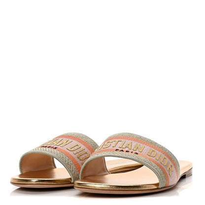 Christian Dior Cotton Embroidered Dway Mules Slide Sandals 41 Platinum 3 of 10