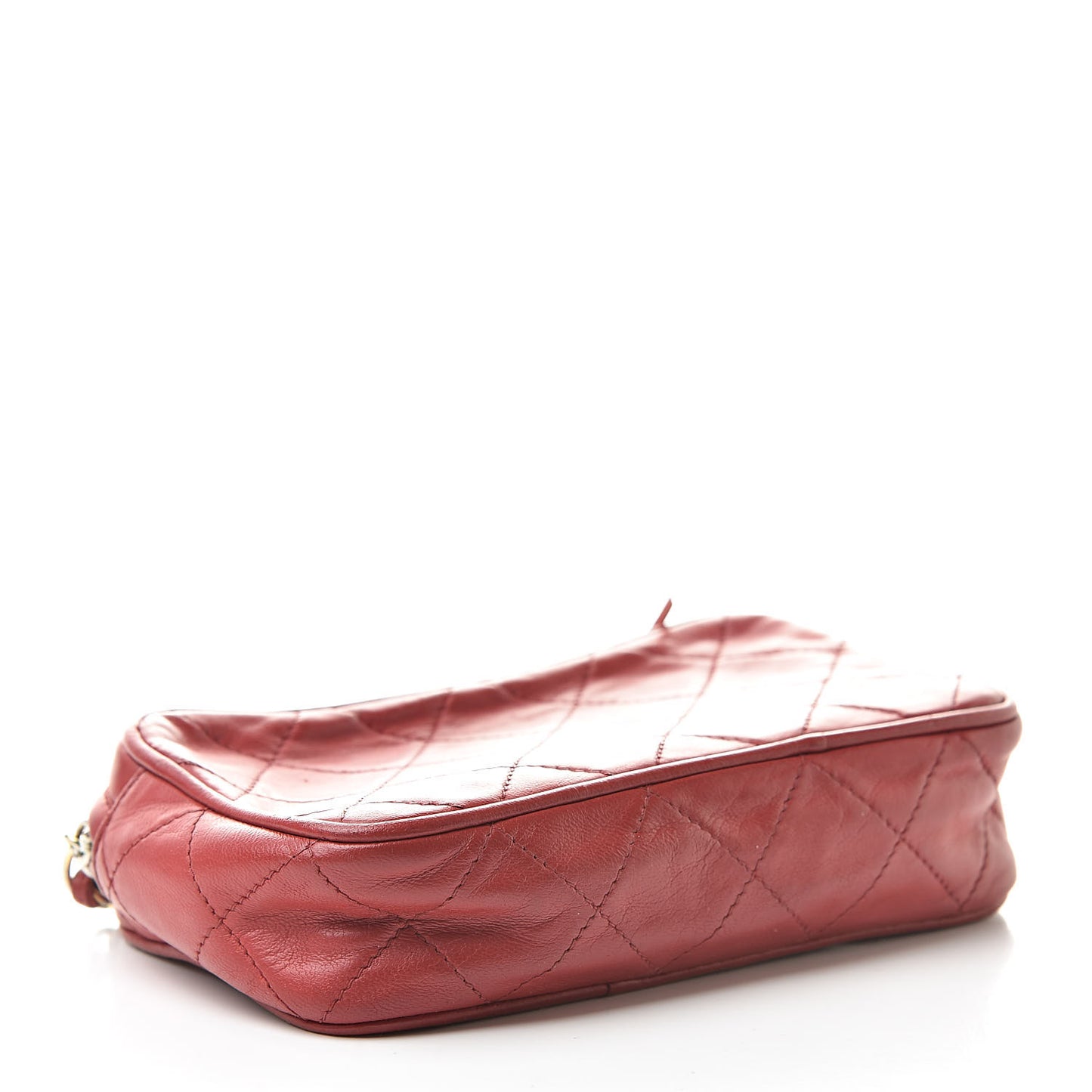 Lambskin Quilted Tassel Pouch Red