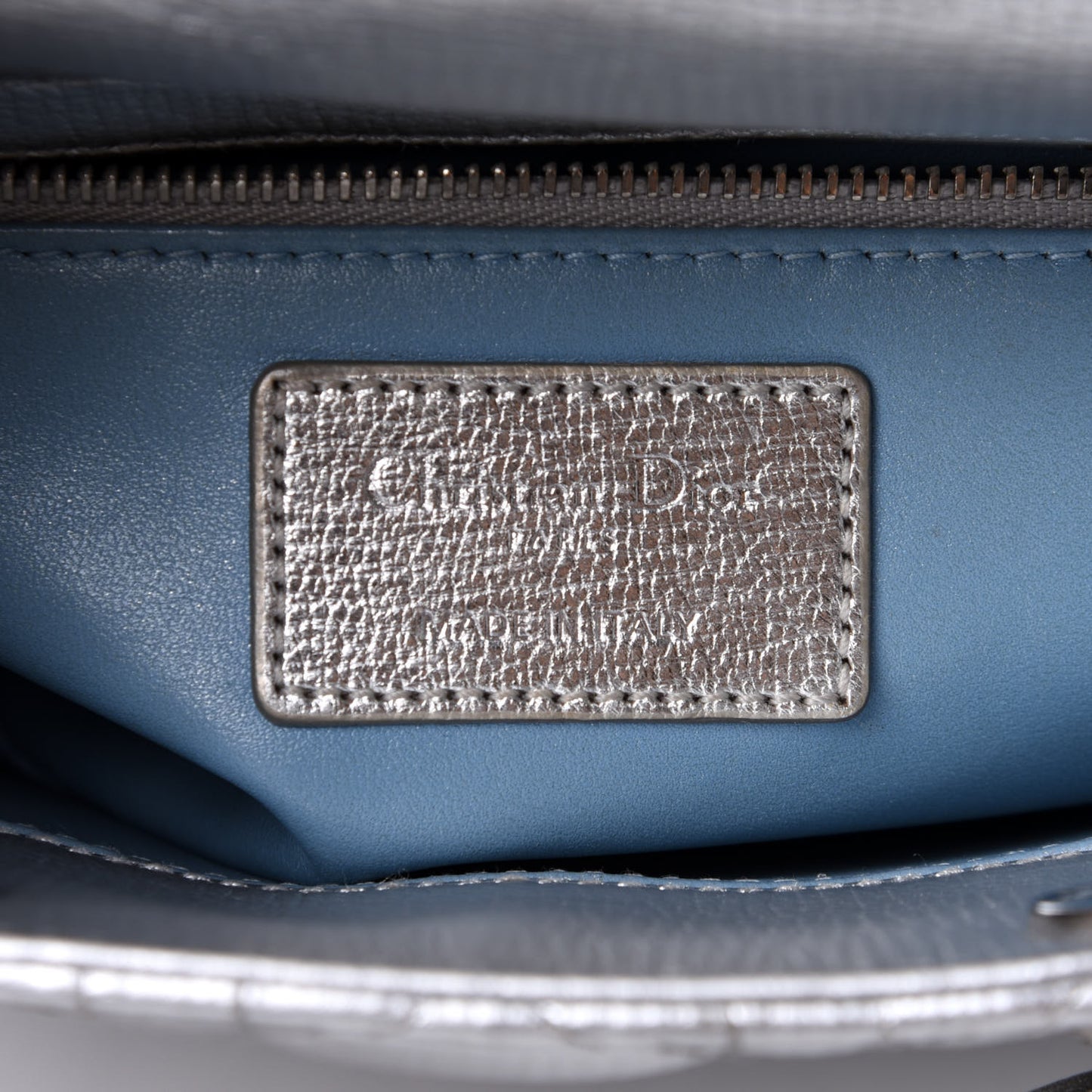Metallic Grained Calfskin Cannage Small Lucky Badges My Lady Dior Silver
