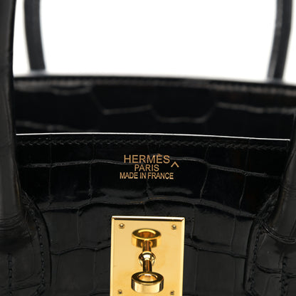 Hermes Shiny Porosus Crocodile Birkin 35 Black 6 of 12