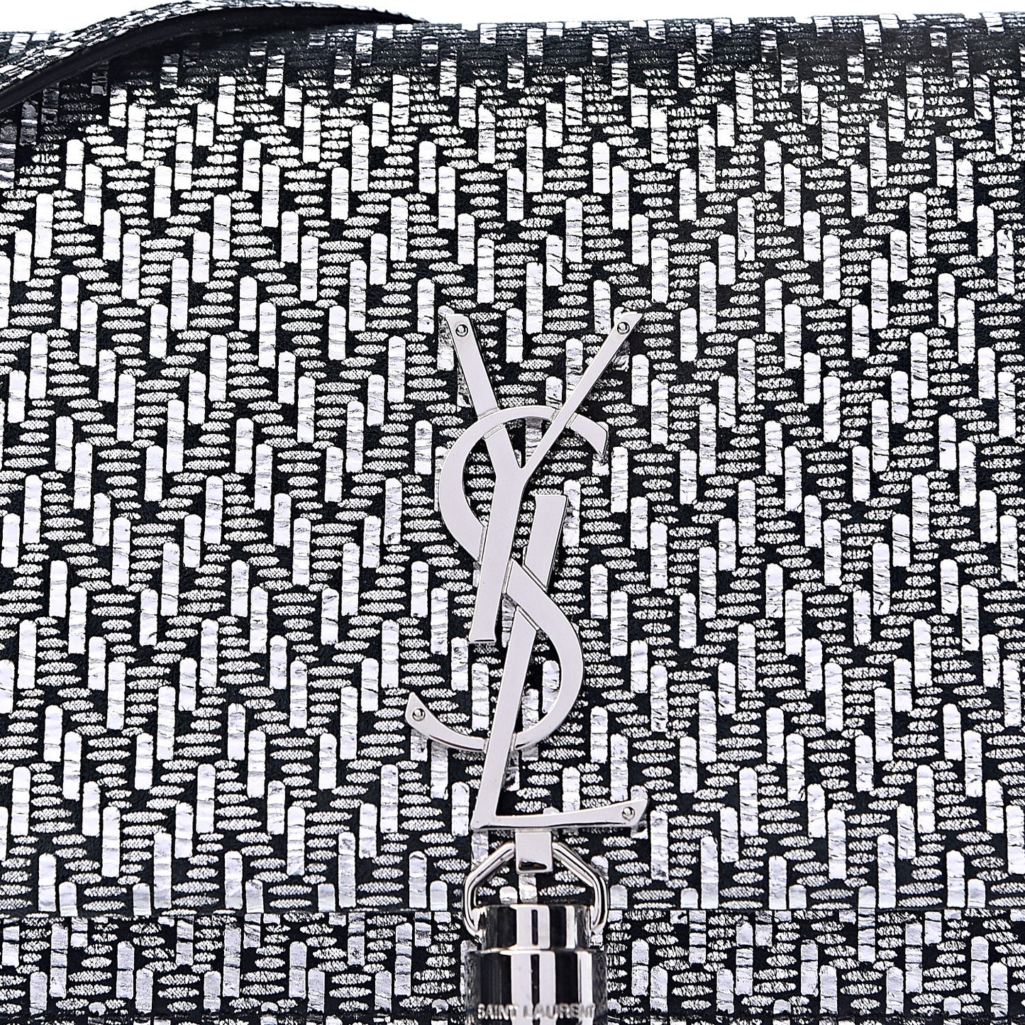 Metallic Calfskin Classic Monogram Kate Tassel Chain Wallet Black Argento