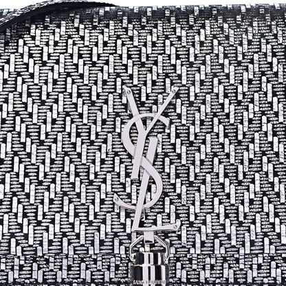Saint Laurent Metallic Calfskin Classic Monogram Kate Tassel Chain Wallet Black Argento 7 of 9