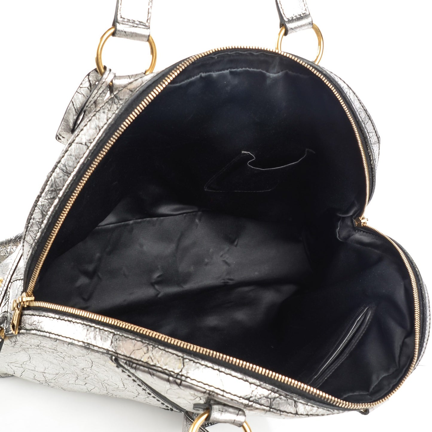 Crackled Calfskin Oversized Muse Silver