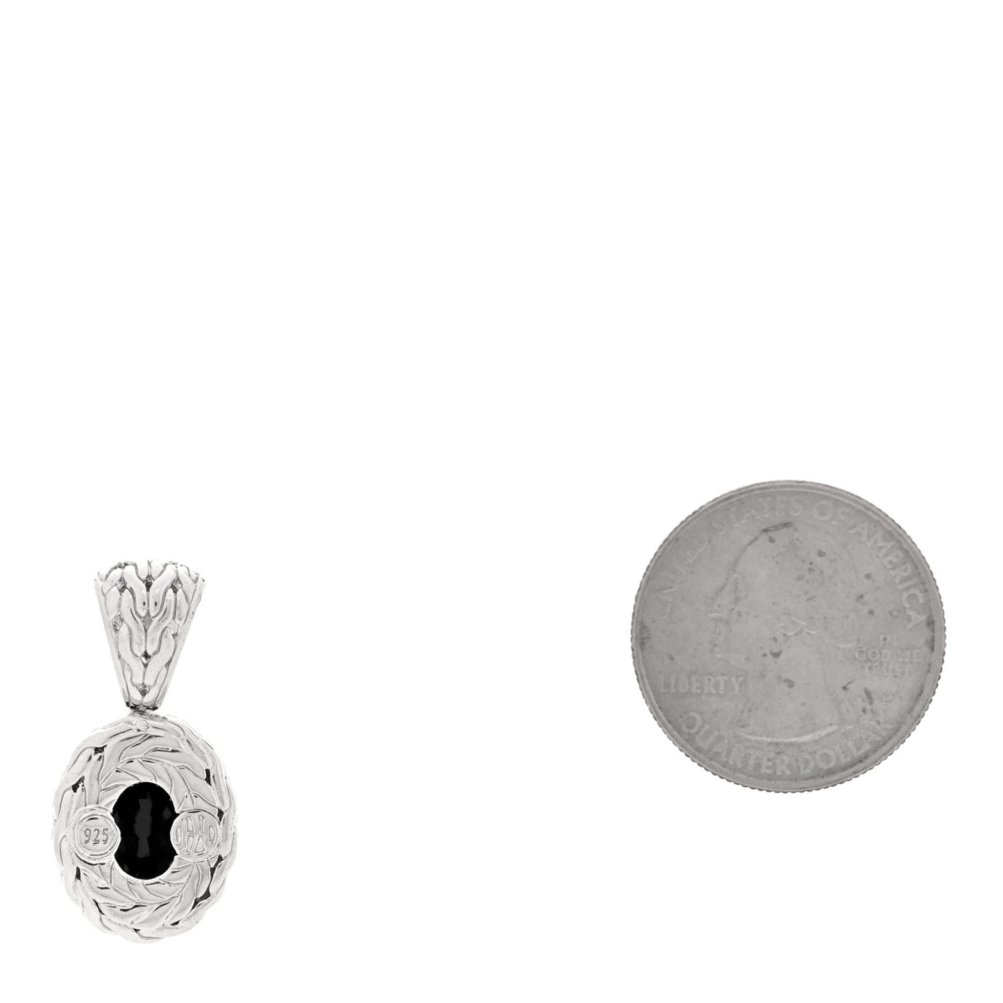 Sterling Silver Black Onyx Diamond Oval Pendant