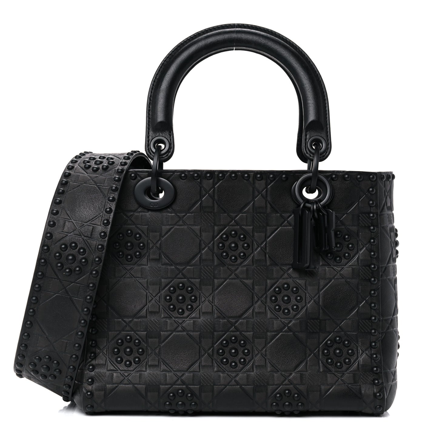 Lambskin Studded Matte Cannage Medium Lady Dior So Black