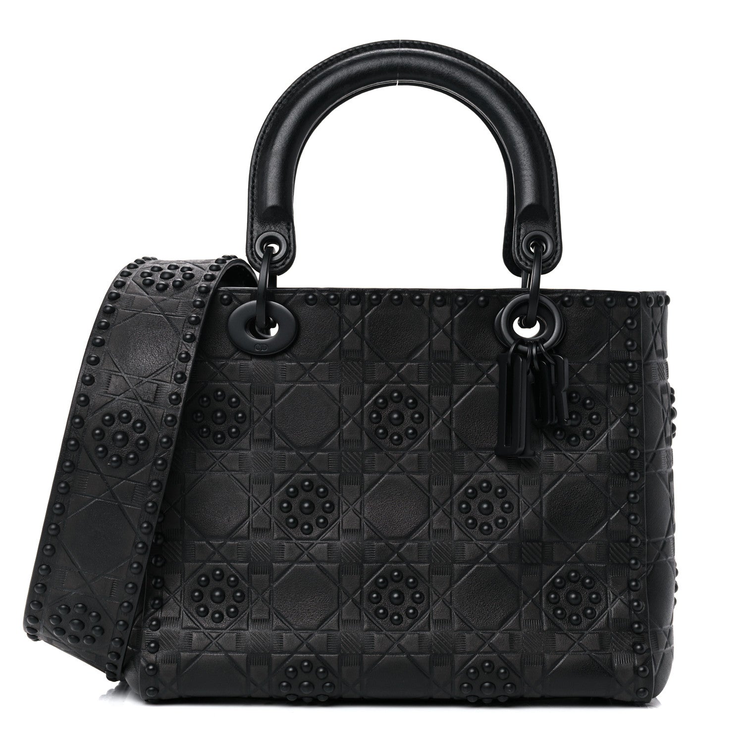 Christian Dior Lambskin Studded Matte Cannage Medium Lady Dior So Black 1 of 14