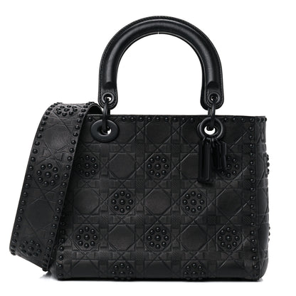 Christian Dior Lambskin Studded Matte Cannage Medium Lady Dior So Black 1 of 14