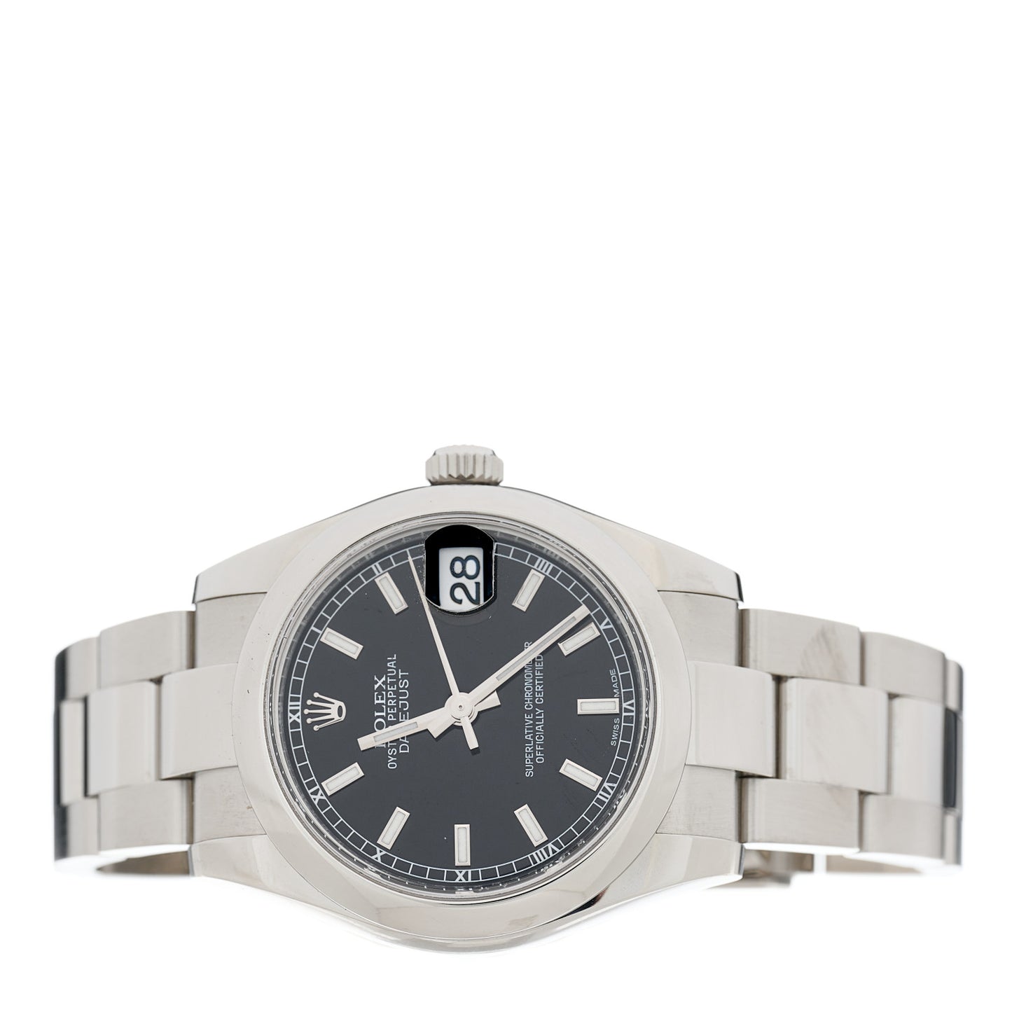 Stainless Steel 31mm Oyster Perpetual Datejust Watch Black 178240