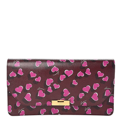 Gucci Textured Calfskin Heartbeat Print Clutch New Wine 1 of 7