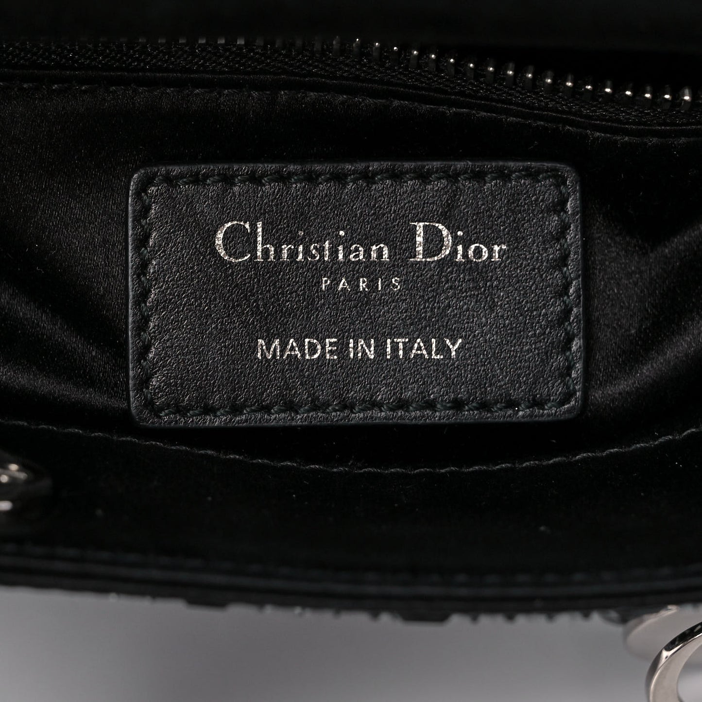 Satin Crystal Cannage Mini Lady Dior Black