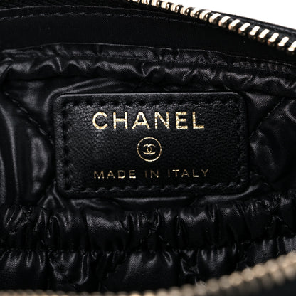 Chanel Lambskin Quilted Small Curvy Pouch Cosmetic Case Black 6 of 10